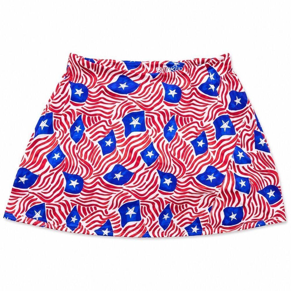 IBKUL Golf Skort Patriotic Flag Print Red Blue Performance Women M